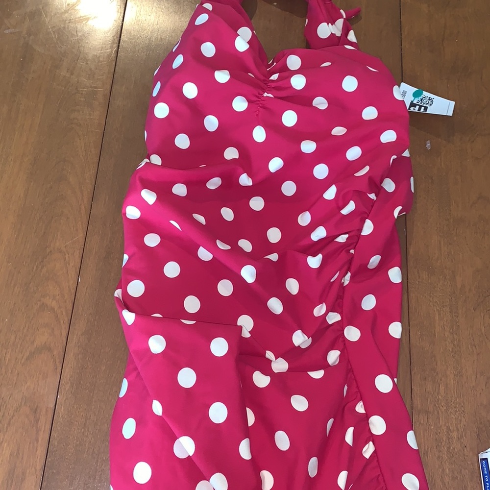 ESTHER WILLIAMS POLKA DOT RED WHITE ONE PIECE - Picture 4 of 7